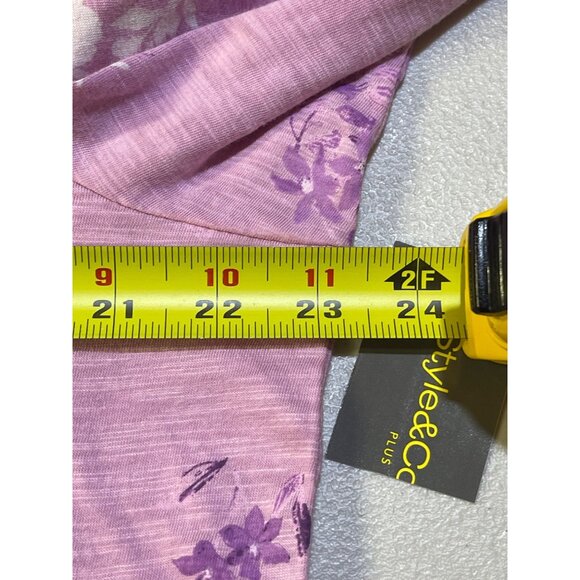 Style & Co. Womens Size OX Millie Pink Knit Top Floral V-Neck 3/4 Sleeve - Picture 6 of 9